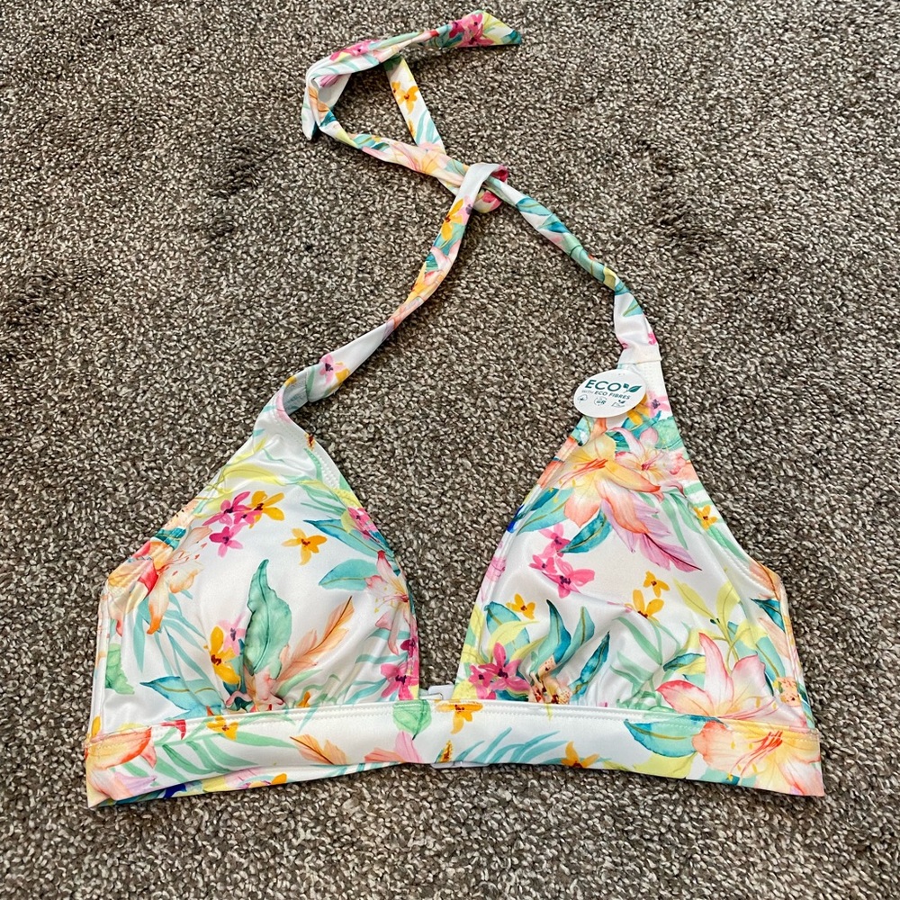 New!  Beach Floral Bikini Top Tie Back